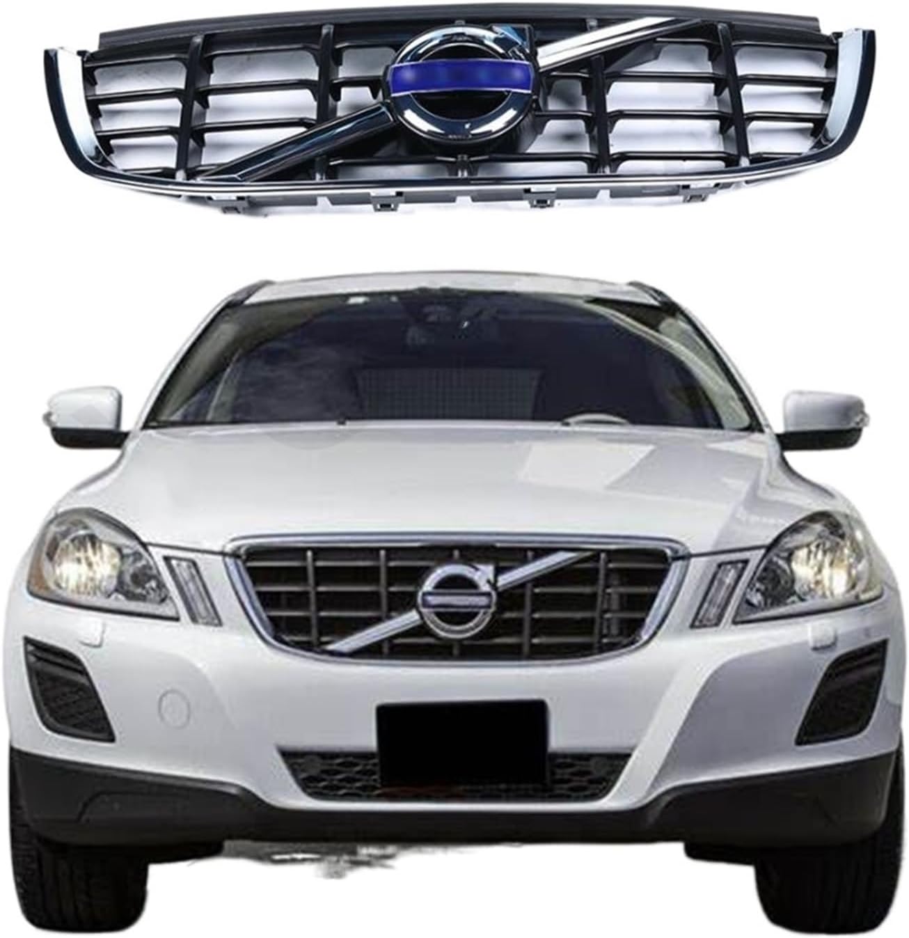 Compatible For VOLVO XC60 2009 2010 2011 2012 2013 Chrome Front Bumper Grill Radiator Grille 30764556