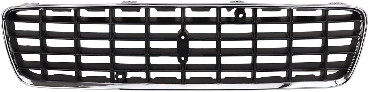 TRQ Front Grille Black with Chrome Surround Compatible with 2001-2004 Volvo S60 VO1200114