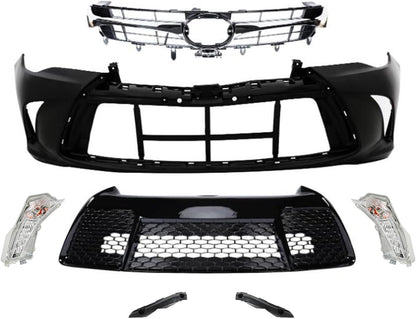 Complete Front Grille Bumper body kit Daytime Running Light Set for 2015 2016 2017 Toyota Camry SE XSE Sport Type- Front Bumper Kit