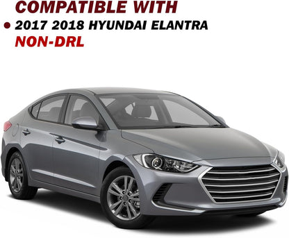 Headlight Assembly Compatible with 2017 2018 Hyundai Elantra Left and Right Side OE Style, Only Fits Halogen NON-DRL Models,