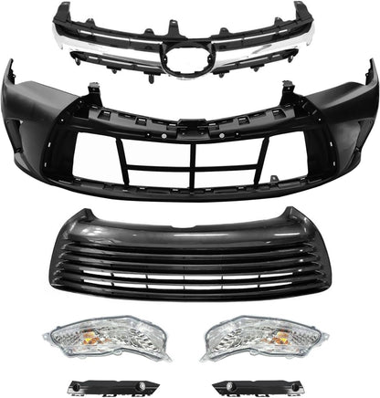 Complete Front Grille Bumper body kit Daytime Running Light Set for 2015 2016 2017 Toyota Camry SE XSE Sport Type- Front Bumper Kit