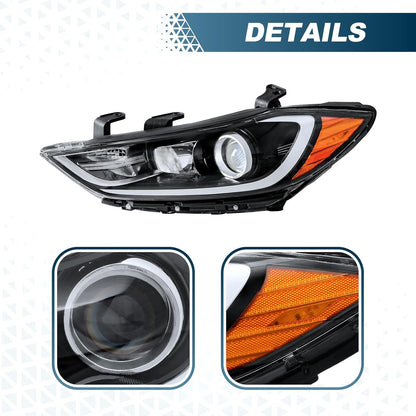 Front Headlight Assembly Fit for Hyundai Elantra 2017 2018  Passenger Side Halogen Headlamp