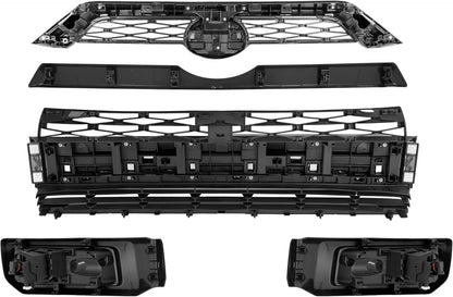 Body Kits Front Bumper  and Grille Combo Set Compatible with 2014-2020 Toyota 4Runner Limited Upper & Lower Grille Fog Light Assembly Molding Headlight Bracket Front Bumper Bracket Black