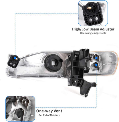 DWVO Headlight Assembly Compatible with 2014 2015 2016 14 15 16 Corolla 2014-2016 14-16 Replacement Headlamp Chrome Housing Left and Right Set