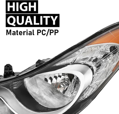 G-PLUS Headlight DRL LED Projector Right Passenger Compatible with Hyundai Elantra 2014-2016 Clear Lens Black Housing Amber Reflector Bumper Headlamps,faros delanteros