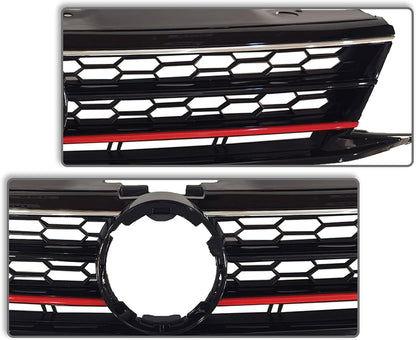 Front  Grille Upper Honeycomb Grill Black With Chrome For 2015 2016 2017 Volkswagen VW Jetta