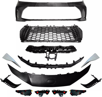 Complete Front Bumper Cover & Upper & Lower Grille Kit Fits 2025 Toyo-ta Camry SE Hybrid Sedan, W/O Sensor Hole Full Front Bumper Set