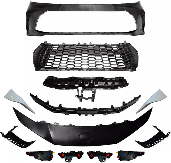 Complete Front Bumper Cover & Upper & Lower Grille Kit Fits 2025 Toyo-ta Camry SE Hybrid Sedan, W/O Sensor Hole Full Front Bumper Set
