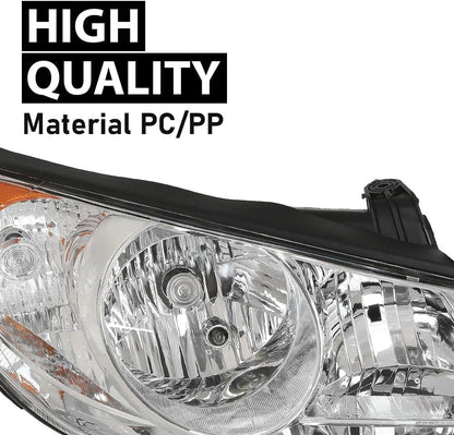 G-PLUS Headlight DRL LED Projector Right Passenger Compatible with Hyundai Elantra 2014-2016 Clear Lens Black Housing Amber Reflector Bumper Headlamps,faros delanteros