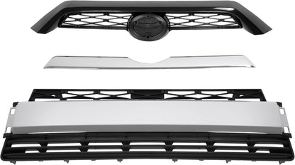 Body Kits Front Bumper  and Grille Combo Set Compatible with 2014-2020 Toyota 4Runner Limited Upper & Lower Grille Fog Light Assembly Molding Headlight Bracket Front Bumper Bracket Black
