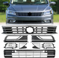 body kit  Front Bumper Upper Lower Grille + Fog Lamp Cover w/Fog Light & Reflector Compatible with 2016-2019 VW Volkswagen Passat