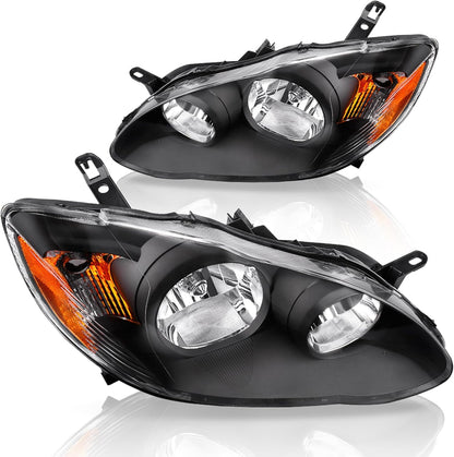 DWVO Headlight Assembly Compatible with 2014 2015 2016 14 15 16 Corolla 2014-2016 14-16 Replacement Headlamp Chrome Housing Left and Right Set