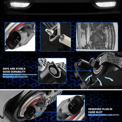 Fog Light Set Fit for Volkswagen VW Passat 2012 2013 2014 2015 Front Driving Fog Lamp Kit with Bezels Chrome Trim