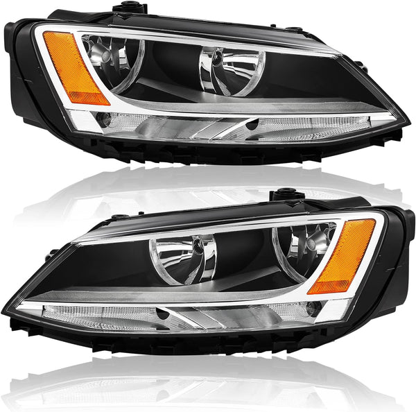 For 2011-2018 Volkswagen Jetta MK6 Headlights Headlamps Left Right Chrome
