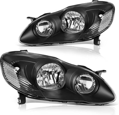 DWVO Headlight Assembly Compatible with 2014 2015 2016 14 15 16 Corolla 2014-2016 14-16 Replacement Headlamp Chrome Housing Left and Right Set