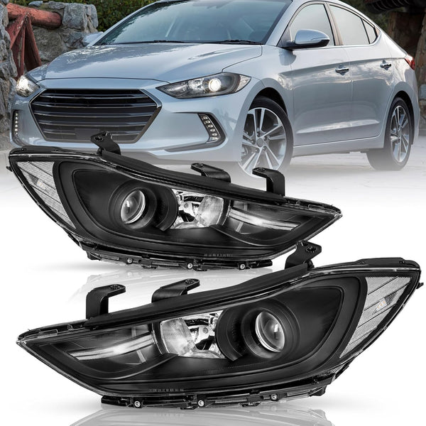 Headligh Fits For 2017 2018 Hyundai Elantra without DRL Headlight Assembly, 17 18 Elantra Factory OE Style Headlamp Left and Right Side, Not fit GT Models
