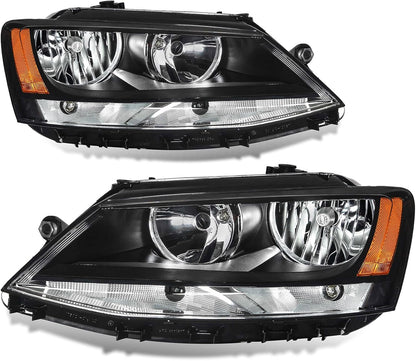 For 2011-2018 Volkswagen Jetta MK6 Headlights Headlamps Left Right Chrome