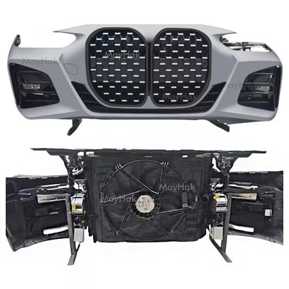 Car Front Bumper Assembly for BMW 420i 430i M440i G22 Bumper Body Kit with Cooling Fan Condenser Radiator Headlight Bonnet