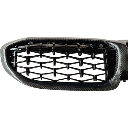 Luxury Carbon Fiber Front Kidney Grille Trim Auto Dual Slat Grill for BMW 3 Series G20 G21 Pre Lci Auto Body Part