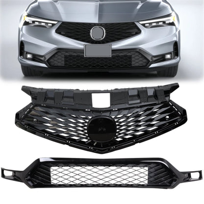 wholesale grill for Acura Integra 2023-2024 Front Bumper Upper+Lower Grille Glossy Black 2pcs