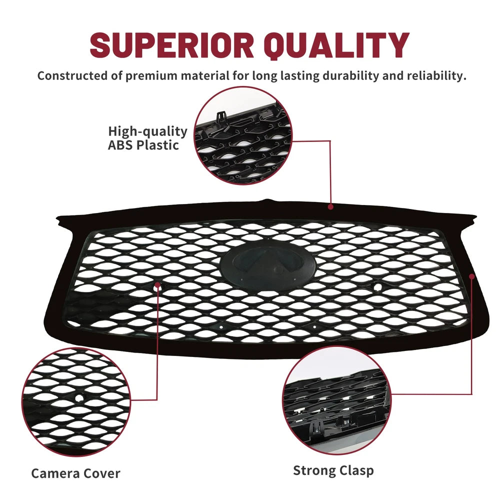 retail Front Grill Assembly For 2017-2018 INFINITI Q60 W/O Camera Hole