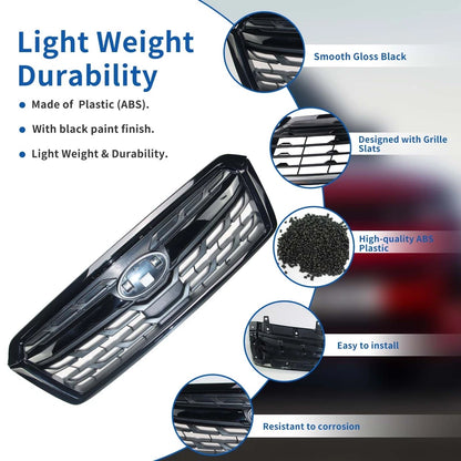 retail Grille Assembly For 2014-2018 Subaru Forester Gloss Balck