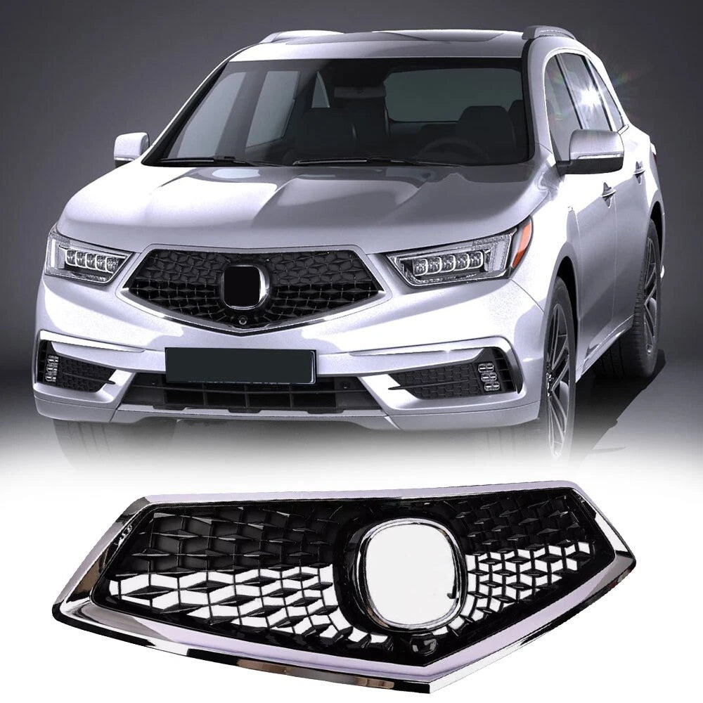 retail grill FIT FOR 2017 - 2020 ACURA MDX FRONT BUMPER UPPER GRILLE MESH CHROME