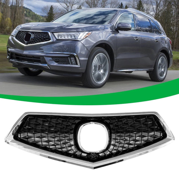 retail Black and Silver Front Grille Central Bumper Grill Fits For Acura MDX 2014-2019